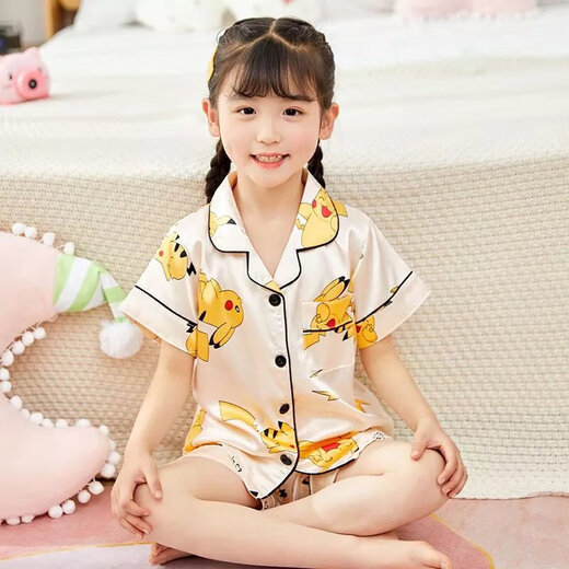 迪士尼（Disney）夏季短袖儿童睡衣冰丝薄款夏天男童真丝小女孩宝宝卡通家居服套装 679男童 170 8码建议身高90-105cm