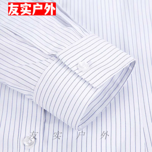 何佳功建行工作服女式正装领白底蓝色竖条纹短袖衬衫方领修身银行工作服 3882男方领浅兰斜纹短袖 40(175/92A)