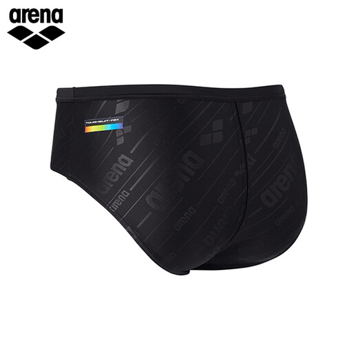 Arena's 25th new men's swimming trunks, black elastic fabric, high elasticity, anti-chlorine, comfortable and close-fitting, high hip triangle men's swimming trunks, black (BK01) L