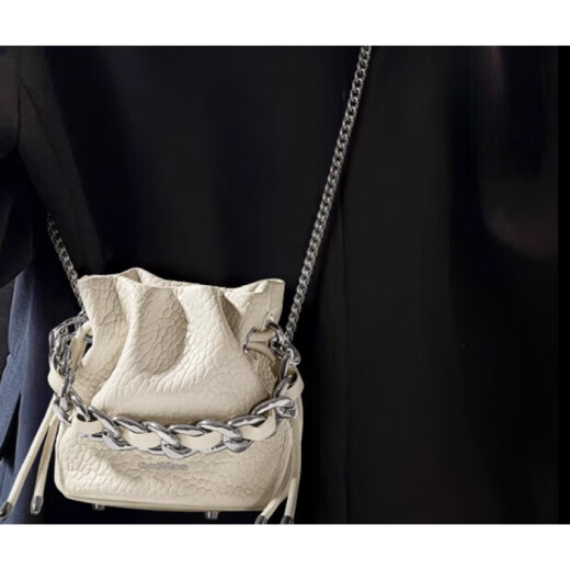 
CinvaiKrose small c/k bag women's 2025 new fashion chain bucket bag genuine leather handheld crossbody bag white White