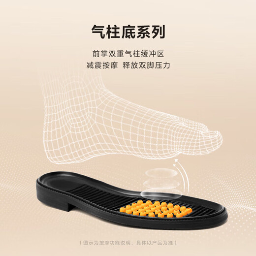 百丽透气正装皮鞋男夏季商场款褶皱真皮增高商务鞋A1365AM4【预售】 黑色 41 (255mm)