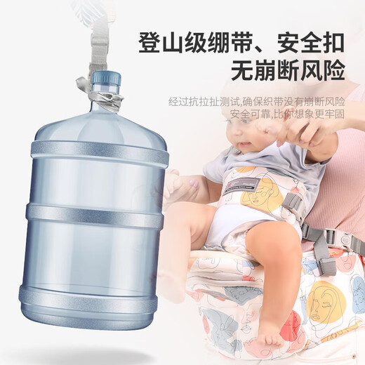 袋鼠仔仔 KANGAROO BABY简易安全带侧抱式轻巧省力单手抱娃配件透气防勒婴儿背带 折叠单凳+护腰+安全带【湖水蓝】