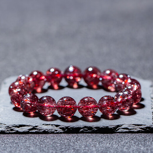 Ouyuan Natural Red Gold Strawberry Crystal Bracelet Super Seven Flower Crystal Women's Shining Diamond Blue Moonlight Tanzanite Tourmaline Strawberry Crystal Bracelet 6mm
