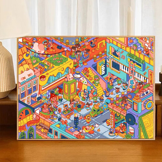 鹿藤奶香镇数字油画40x50水乐园2024新款超难横版法式风卡通diy填色画 Z695 奶香镇大门 50*65CM DIY颜料画笔+实心背板+黑色外框