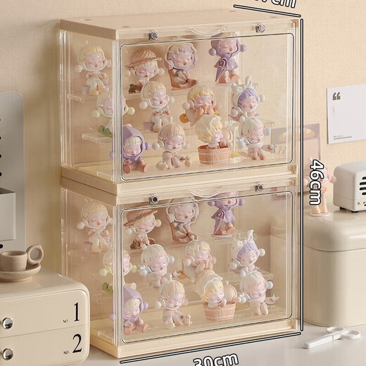 Only Blind Box Display Rack Dustproof Lego Ornament Cabinet Display Box Storage Box Collection Box Toy Rack Large Covered Three-Ladder Model 2 Pack