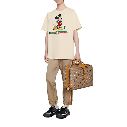Gucci (Gucci) xdisney Co-Model Model Gucci логотип с напечатанной круглой шейной рукав