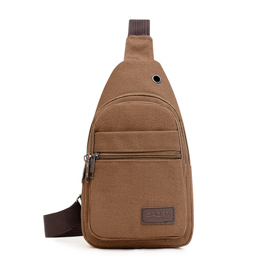 Laiji Electrician's Tool Bag Crossbody Chest Bag Men's Teenagers Thickened Canvas Wear-Resistant Men's Bag New Retro Men's Versatile Bag Khaki