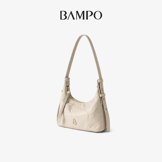 Bampo Jinyuan bag, first-layer cowhide HOBO bag, 2025 new textured soft leather cross-body armpit bag, shoulder bag, black carbon 930