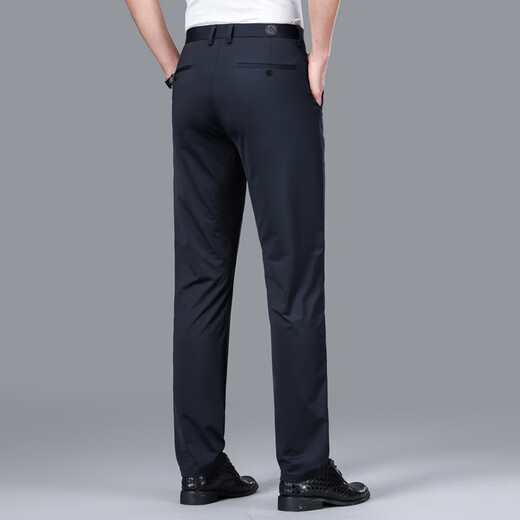 Tanzen mit der Wolfeis-Seidenvierseite Dehnungshose Casual Hosen Sommer Dünne Hosen gerade loses Geschäft Vielseitige Anti-Falten-Hose schwarz 1517 Vierseitige Stretch 29