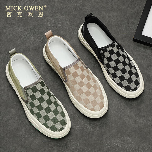 密克欧恩 MICK OWEN一脚蹬帆布鞋男板鞋透气懒人鞋男鞋秋季潮鞋豆豆鞋休闲布鞋乐福鞋 9227灰黑 39