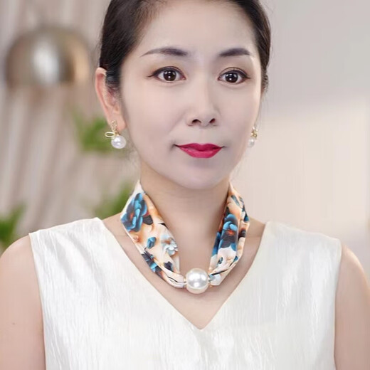 2025夏季新款磁扣印花项链丝巾护颈防晒女颜值锁骨链时尚百搭围巾 风情玫瑰