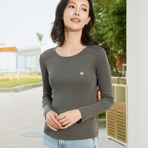 La nueva primavera y verano de Benye 2025 nueva ropa para mujeres con topes de manga larga de cuello redondo de fondo delgado con el adelgazamiento 9719 9719 White W blanco L