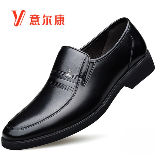 YRC Yierkang Lederschuhe Herren Business Casual Foot Foot Weiches Leder Weiches Sohle mittlerer und älterer Menschen bequem und nicht überaus Rutschvater Schuhe Schwarz 9755 Auftrag Laut den Standard Lederschuhen 37 235