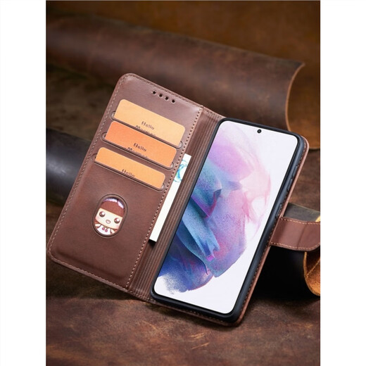 Shiqifan is suitable for vivoy38 mobile phone case flip-top leather case mobile phone case flip-top protective cover wallet type card holder anti-fall and wear-resistant front and rear full-cover leather case brown + same style leather cord vivoy38
