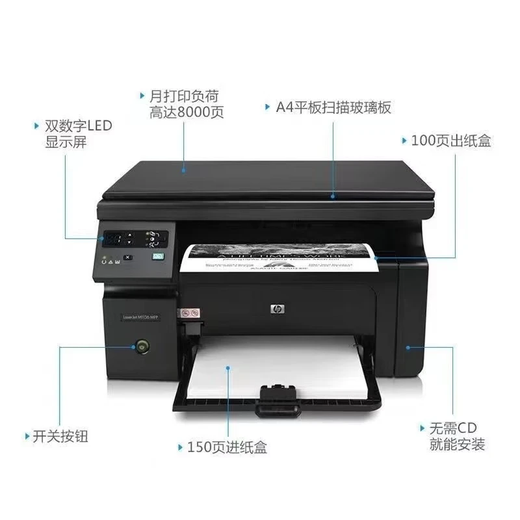 HP (HP) NEU HPM1136MFP Schwarzweiß-Laserdrucker A4 Multifunktional integrierter Home Office-Drucker Neue HPM1136 [einschließlich zweier Original-Patronen] Standard-Schwarz-Weiß-Druck [nur für Computerverwendung]