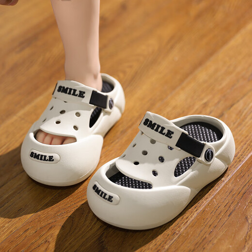 G.DUCK little yellow duck summer new children's hole shoes for boys non-slip thick-soled children wearing Baotou beach baby sandwich Khaki 34