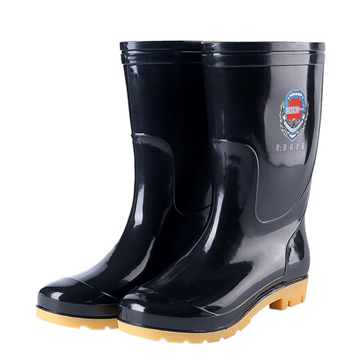 
3531 medium tube beef tendon sole three rain boots men's rain boots labor protection black rubber shoes water shoes black 44