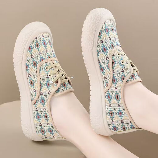 Jin [Jin est égal à 0,5 kg] MU Chaussures en tissu pour femmes chaussures de pêcheurs pour les chaussures de toile à semelles épaisses décontractées pour femmes chaussures pour femmes beige 38