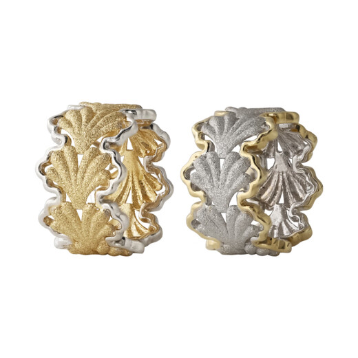 Chishe 18K gold ginkgo leaf contrasting lace passepartout pendant sweet and fresh ins necklace white gold main color + light gold edge pendant-customized