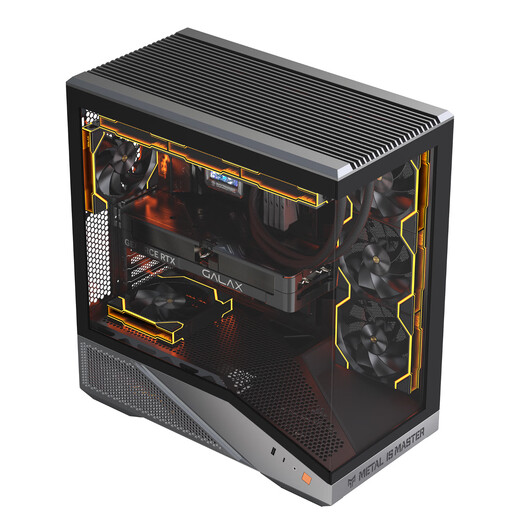 影驰金属大师暗卫游戏电脑台式机箱战舰灰（ATX/支持360水冷/海景房/快拆/TYPE-C/零件盒/理线带）