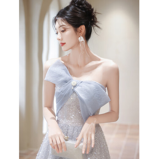 Weixuan evening dress banquet 2025 new style light luxury high-end niche high-end temperament fairy host French evening ceremony S one size fits all