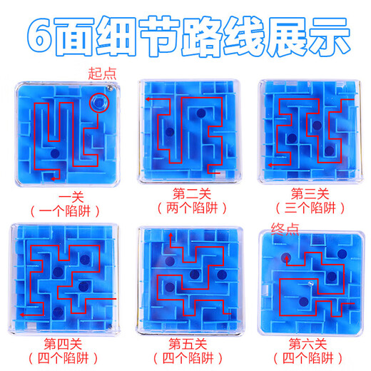 予轩灵琢玛六面闯关迷宫走珠玩具3d立体魔方球 男女孩3-6岁儿童创意礼物 粉色8cm彩盒包装