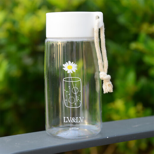 Daisy plastic cup, simple and creative, anti-fall water cup for male and female students, outdoor trendy forest cup, flower in cup (transparent) 480ml