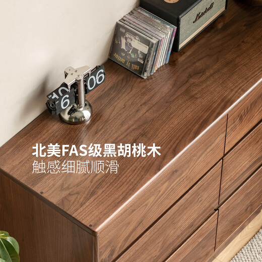 Genji Muyu all solid wood chest of drawers South American walnut bedroom bed end bedside drawer cabinet drawer cabinet nine drawer cabinet storage cabinet 1.6 meters