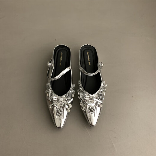 S.SOFEA inner heightening Mary Jane single shoes women's spring and summer bow half slippers 838-3 black 35