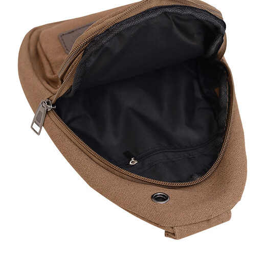 Laiji Electrician's Tool Bag Crossbody Chest Bag Men's Teenagers Thickened Canvas Wear-Resistant Men's Bag New Retro Men's Versatile Bag Khaki