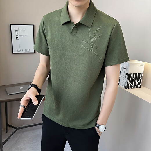 Sweat polo à manches à manches à manches courtes Pierre Cardin pour hommes en été mince, T-shirt à revers simple à manches courtes (environ 90-110 Jin [Jin est à 0,5 kg]