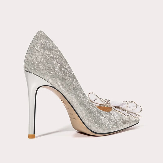 
Lily Wei [Heart Finger] French High Heels Fairy Crystal Wedding Shoes Thin Heels Pointed Toe Bow Bridal Single Shoes