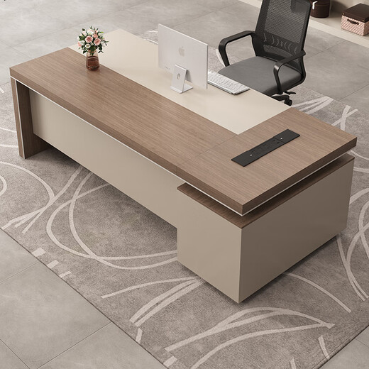 Guiqiu desk boss desk simple modern single financial desk supervisor manager desk fashionable study computer desk and chair combination 1.8m short cabinet boss desk + 2.4m file cabinet