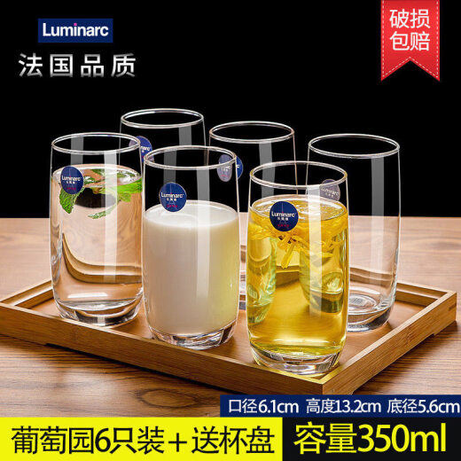 玻璃杯子家用水杯茶杯果汁杯牛奶杯喝水杯饮料杯6只套装LB 6只290ml高款13790/ 默认/