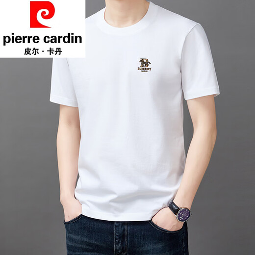 Pier Cardin Camiseta de algodón de lujo de algodón de lujo de alta gama para hombres Camiseta de color sólido de verano de verano en verano.