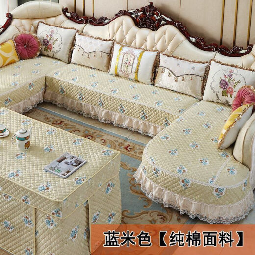 
Sofa cushion European-style high-end [1592 people praised] style, all-inclusive universal set, all-season universal custom-made U-shaped seat green, customized U-shaped seat cushion 3 pieces