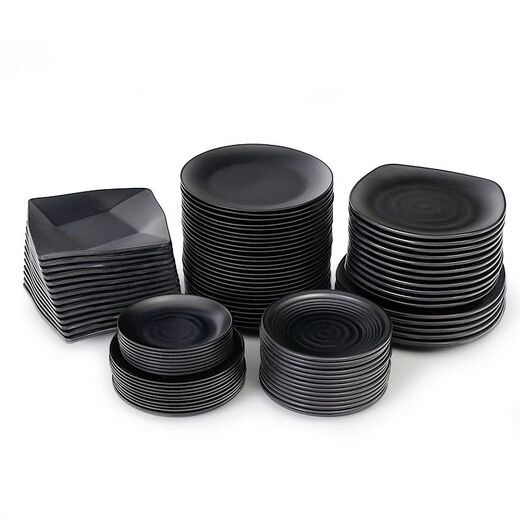 
Metamine tableware black plate commercial catering plastic dining plate bar bar snack plate kimchi dish ljp1098 half piece 36 pieces 0 inch