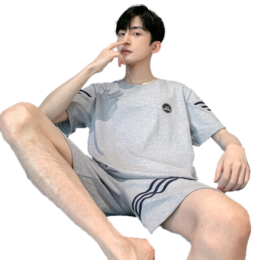 Xuanzhu men's pajamas men's summer short-sleeved thin suit 2025 new men's summer large-size home clothing HDE9928 L men:
