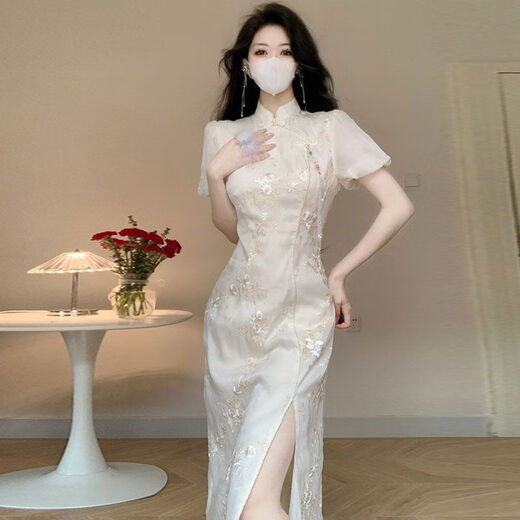 UKUHPK Neuer chinesischer Stil modifiziertes Cheongsam Mädchen besticktes schlankes High-End-Kleid 9221 2xl