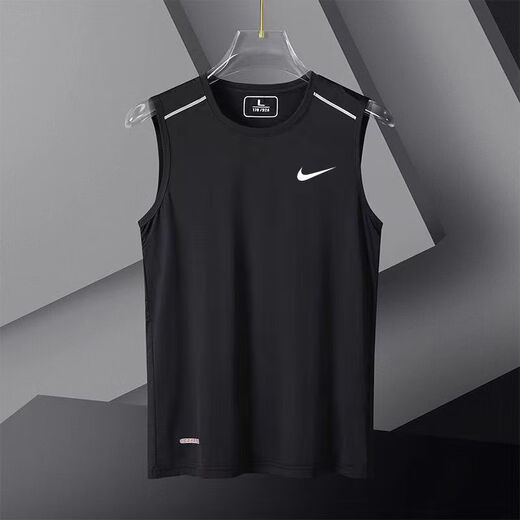 NBA KIDS-NIKE运动背心速干男士篮球训练无袖t恤衣服跑步冰丝快干短袖轻薄 耐克黑色216迪 L   90-110
