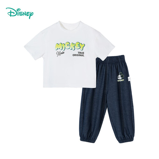 Disney Children's's Clothing Boys's Short à manches à manches Suit à la mode décontractée confortable et respirant Suit blanc blanc + bleu clair 140