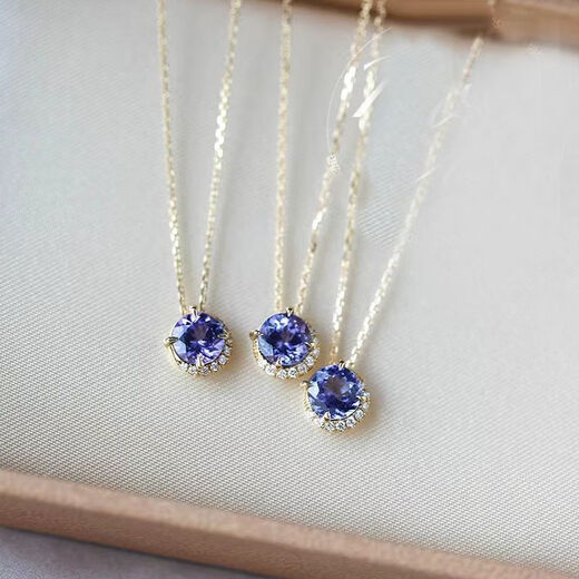 Xiangmanxiu <Moon Half Bend> S925 sterling silver necklace Blue Moon Tanzanite silver gold-plated pendant Light luxury girls clavicle chain necklace