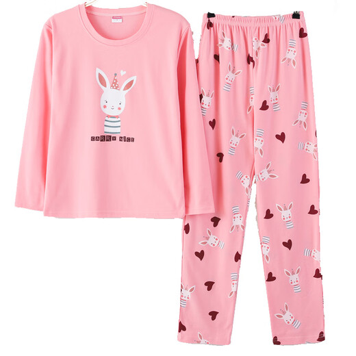 MUJI COM Everyday Spring and Autumn Pajamas Women's Autumn Long Sleeve Autumn and Winter Set Korean Fresh Student Home Summer YS Orange GXT9928 M (75-95Jin [Jin equals 0.5 kg] Comfortable/skin-friendly/breathable)