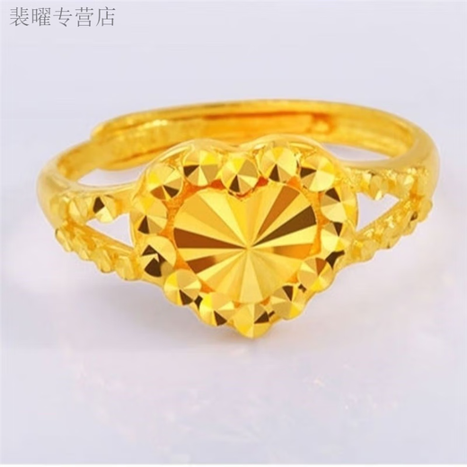 He Jiagong Lao Phoenix 2025 new Hong Kong duty-free ring golden love jewelry fashionable heart-shaped adjustable