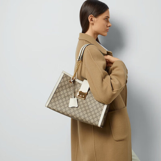 古驰（GUCCI）【618】Padlock系列GG肩背包女包送女友礼物 米色/乌木色白边479197KHNKG9761