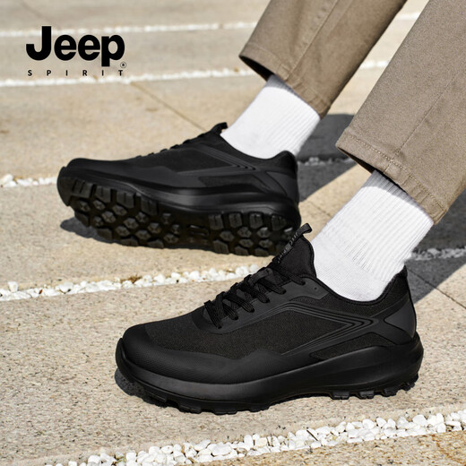 JEEP SPIRIT吉普男鞋夏季透气网面鞋新款复古商务运动男士休闲鞋 石墨黑 41