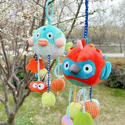 MEEKA HOUSE pumping music hand-eye coordination infant toy training grasping stroller car pendant music box cheering music whale music box version