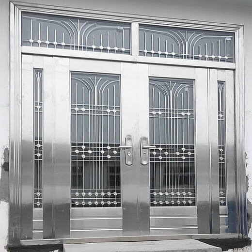 
304 stainless steel doors rural self-built house entrance door double door glass entrance stainless steel rose gold style 9902