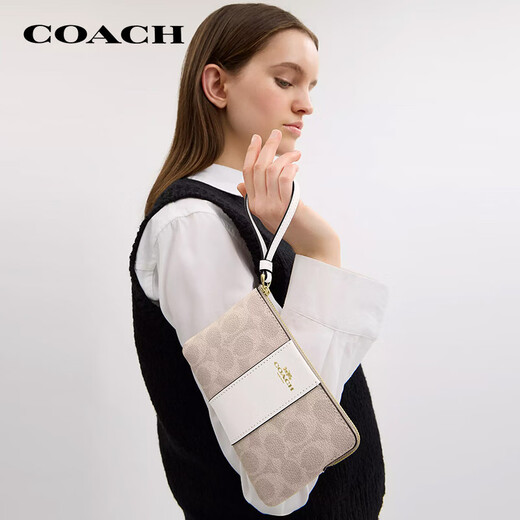 Coach (Coach) [Direkter Markenversorgung] Frauen klassischer Logo Stripe Muster Ecke Reißverschluss Handgelenk Tasche CW854ImxDM