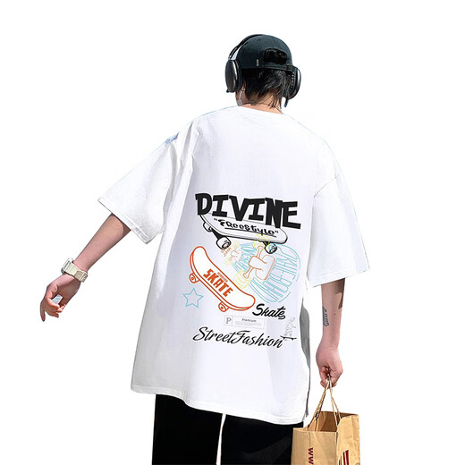 Bingyun short-sleeved T-shirt male junior high school students 12-15 years old 13 handsome summer clothes 14 teenagers and older children pure cotton half-sleeved tops 3899 white quality assurance XL (140-160Jin Jin is equal to about 0.5 kg)